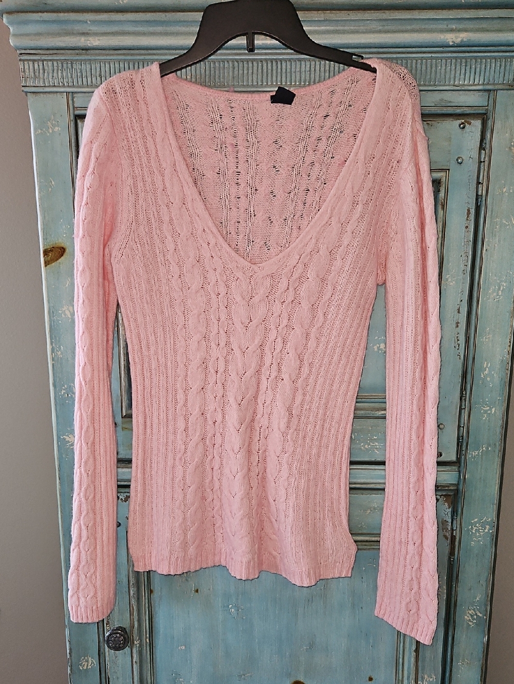 GAP Pink Cable Knit V-Neck Sweater